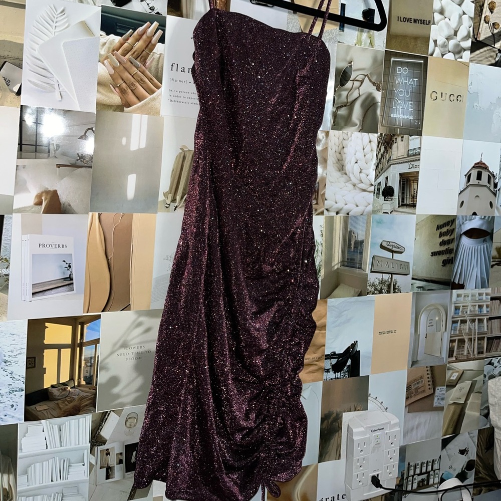 Sparkle Purple Ruched Body Con Dress